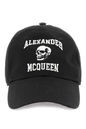 Alexander mcqueen embroidered logo baseball cap 759450 4105Q BLACK IVORY