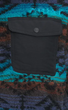 Ariat Men's Black & Turquoise Aztec Serape Print Polar Bear Fleece Hoodie