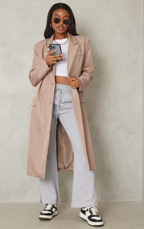 Beige Pocket Detail Maxi Blazer | Outerwear