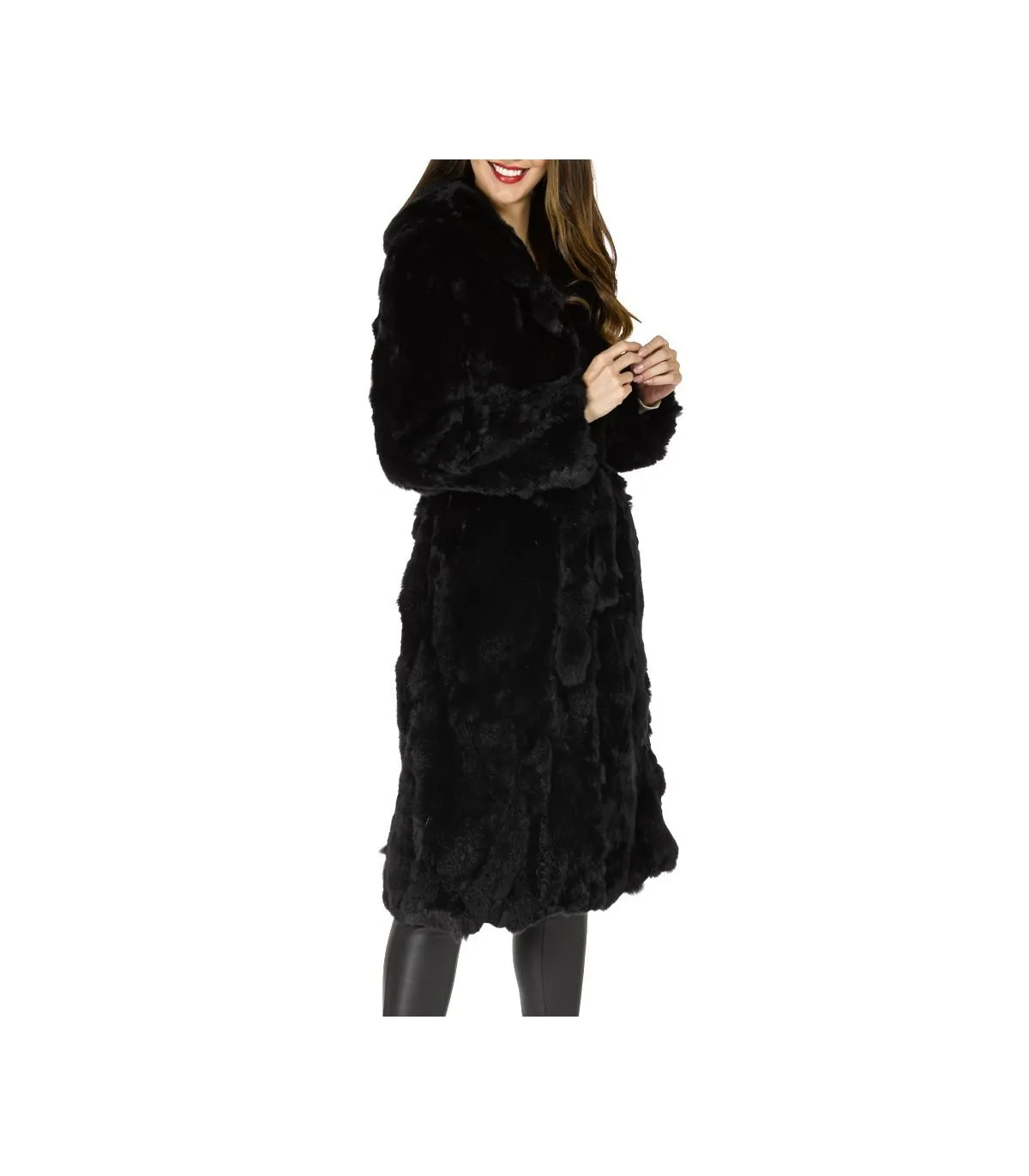 Black Rabbit Fur Coat: FurSource.com