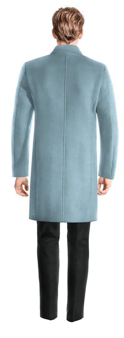 Blue Long Double-Breasted Coat