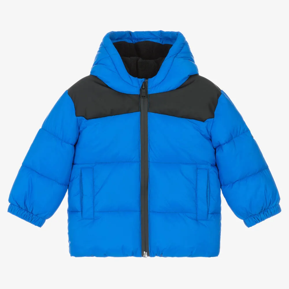 Boys Blue Hooded Puffer Coat