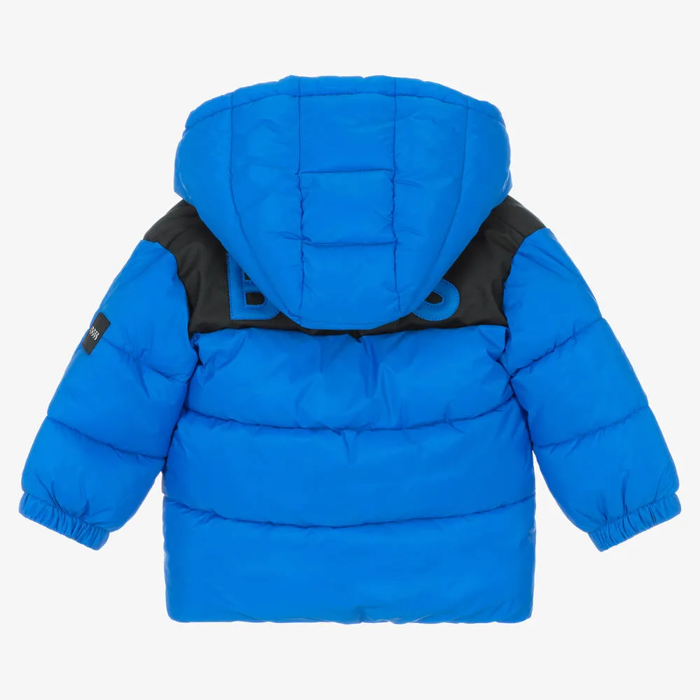 Boys Blue Hooded Puffer Coat