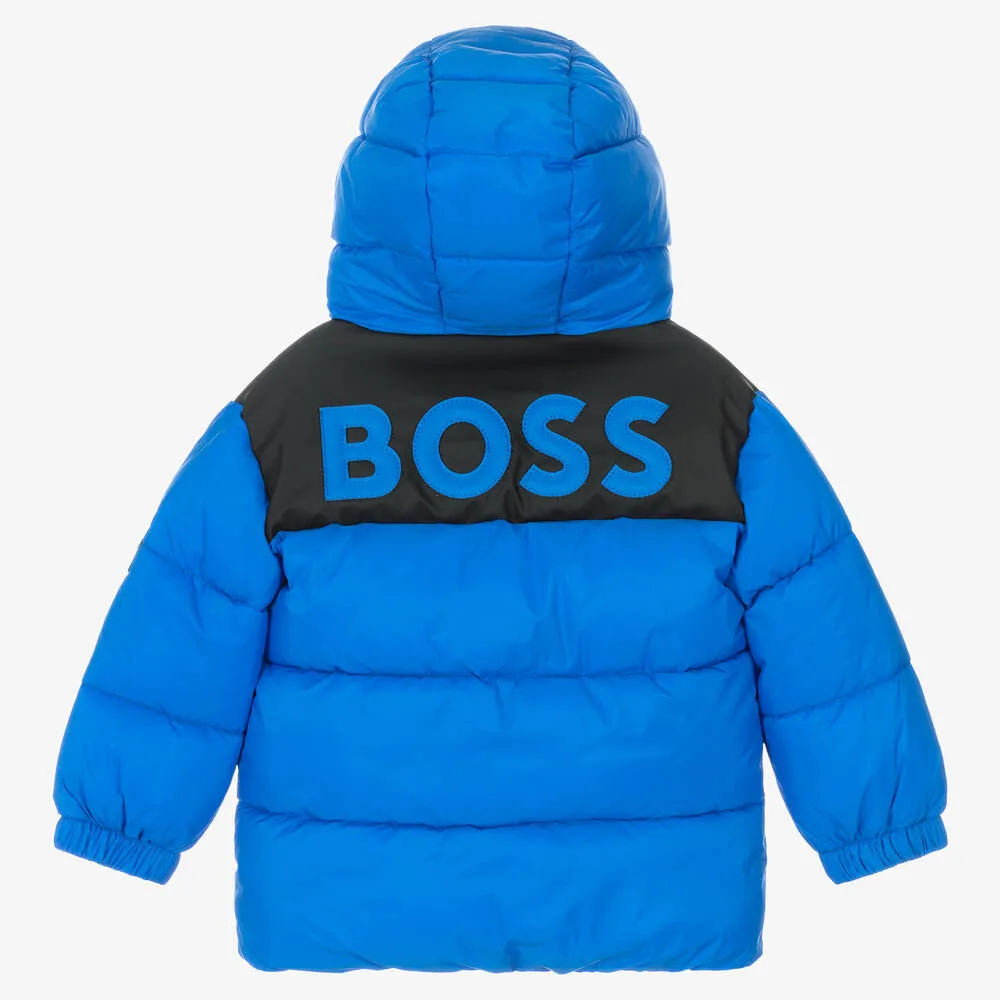 Boys Blue Hooded Puffer Coat