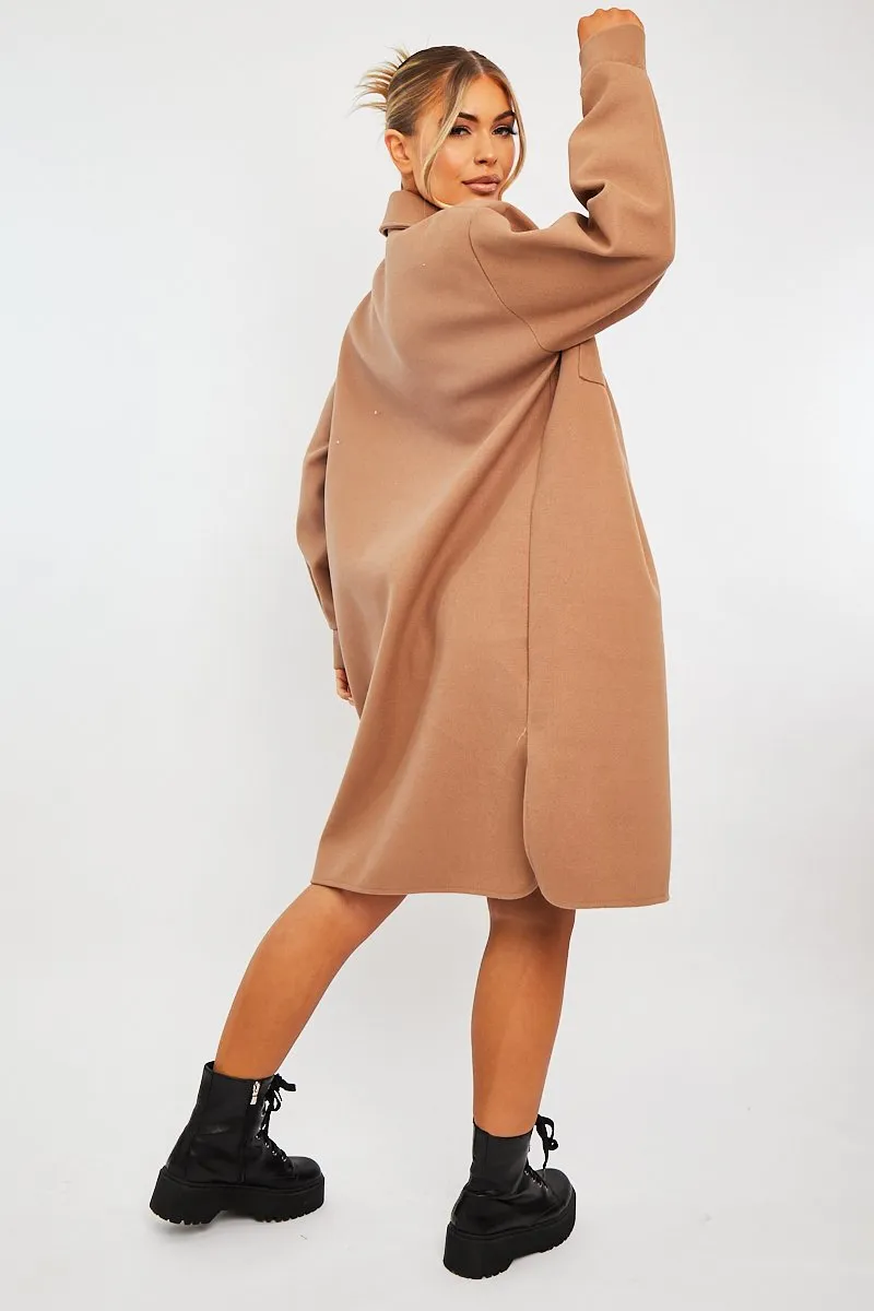 Camel Longline Oversized Shacket - Sasha