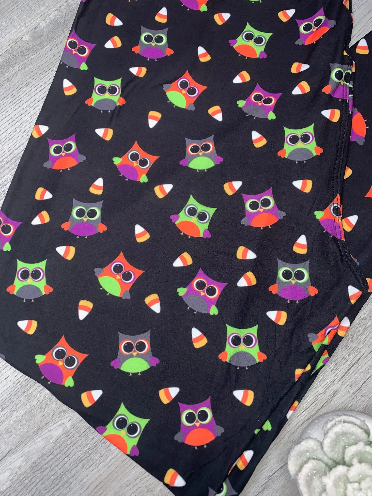 Candy Corn Owl Print Soft Leggings