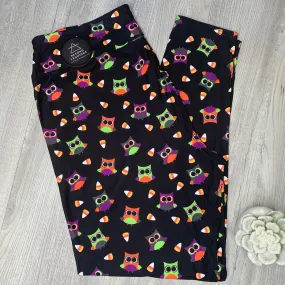 Candy Corn Owl Print Soft Leggings