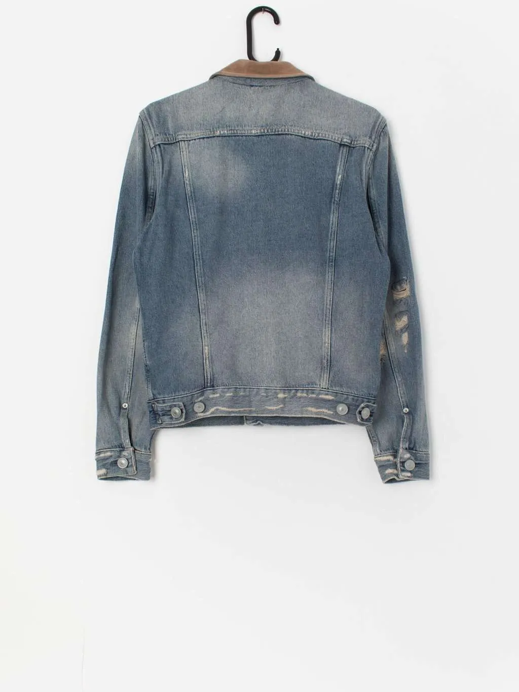 Deadstock All Saints Iren denim jacket with leather collar – XS