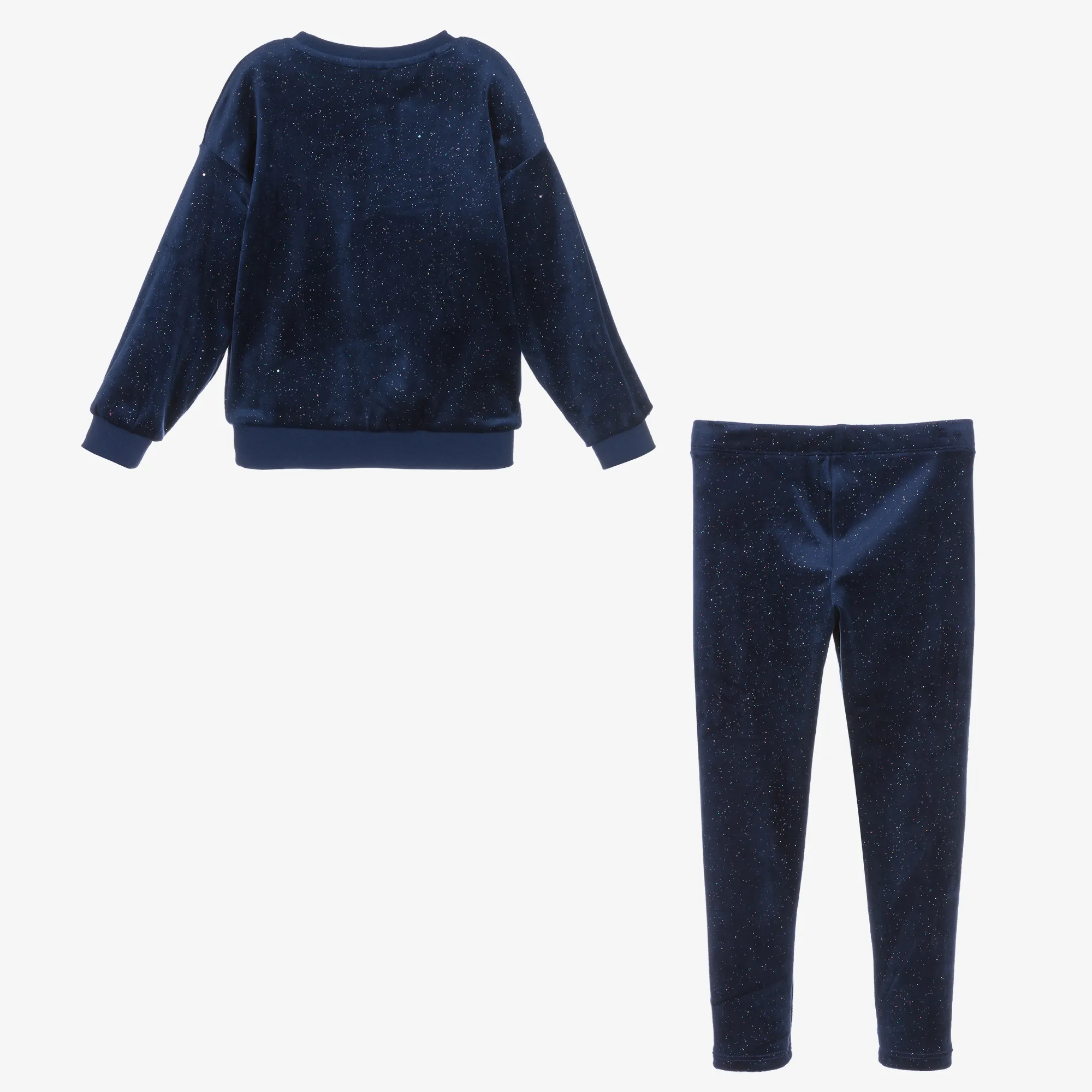 Girls Navy Blue Velour Leggings Set