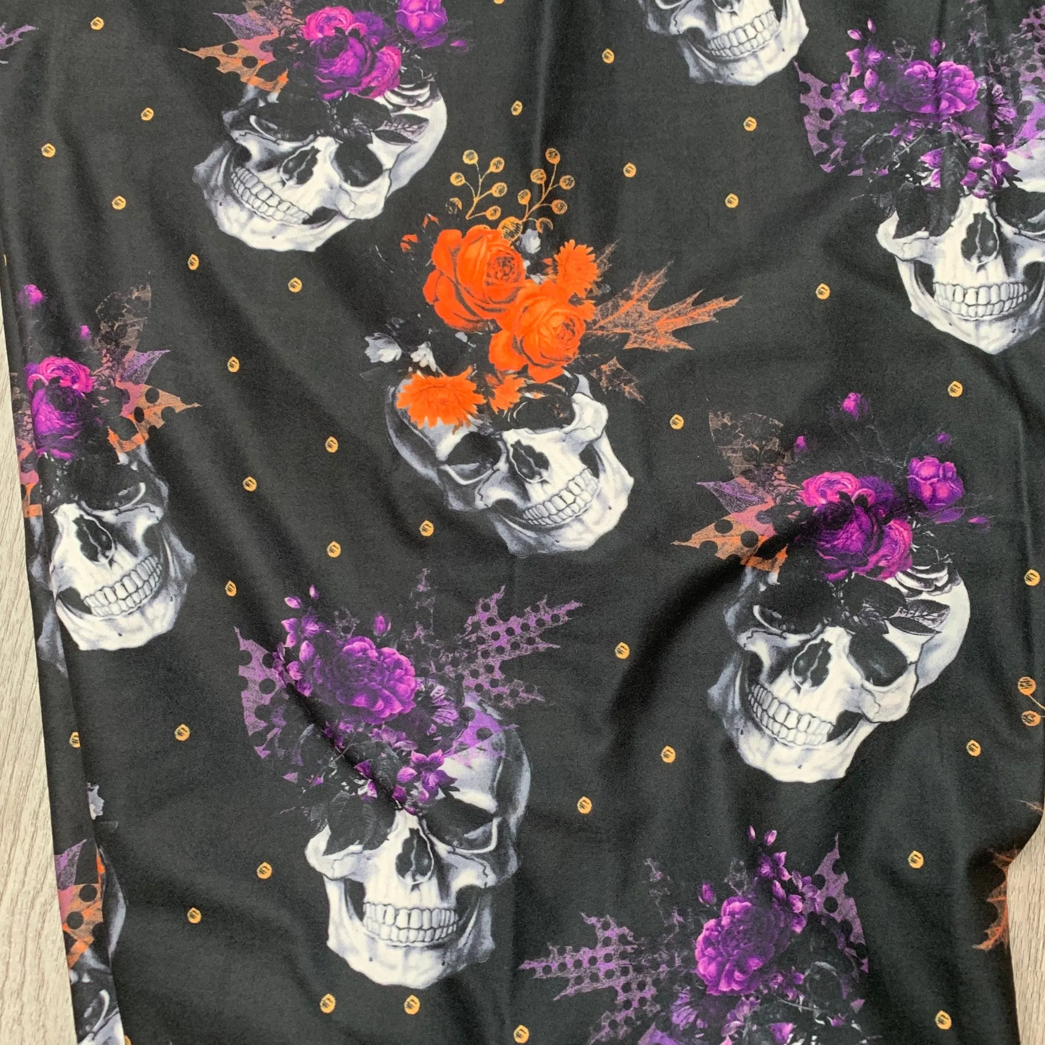 Halloween Floral Skull Soft Leggings