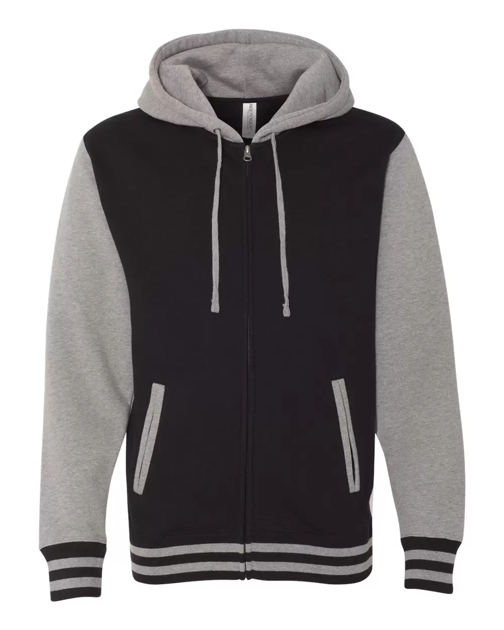 IND45UVZ Independent Trading Co. Unisex Varsity Full-Zip Hooded Sweatshirt SKU: IND45UVZ