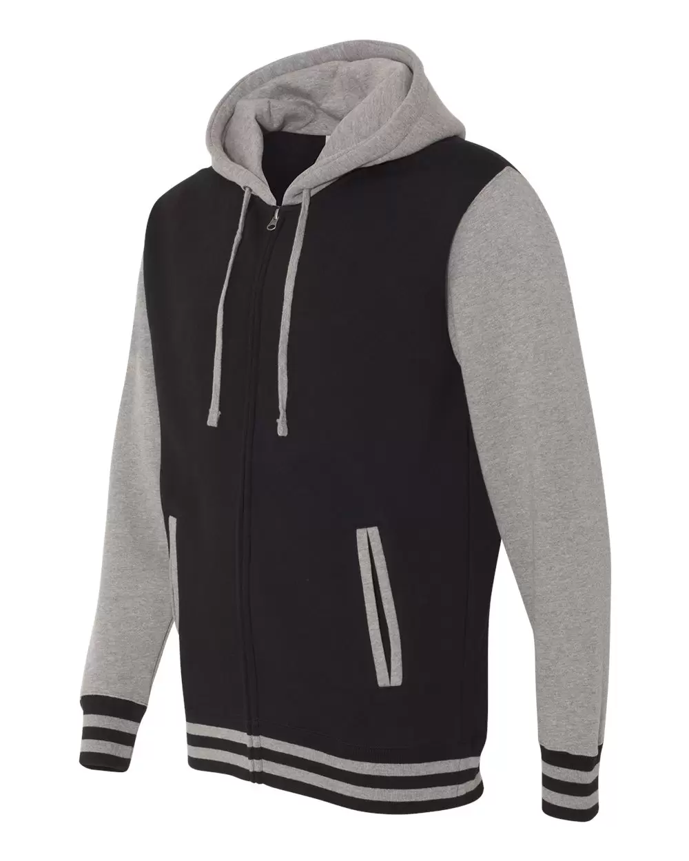 IND45UVZ Independent Trading Co. Unisex Varsity Full-Zip Hooded Sweatshirt SKU: IND45UVZ