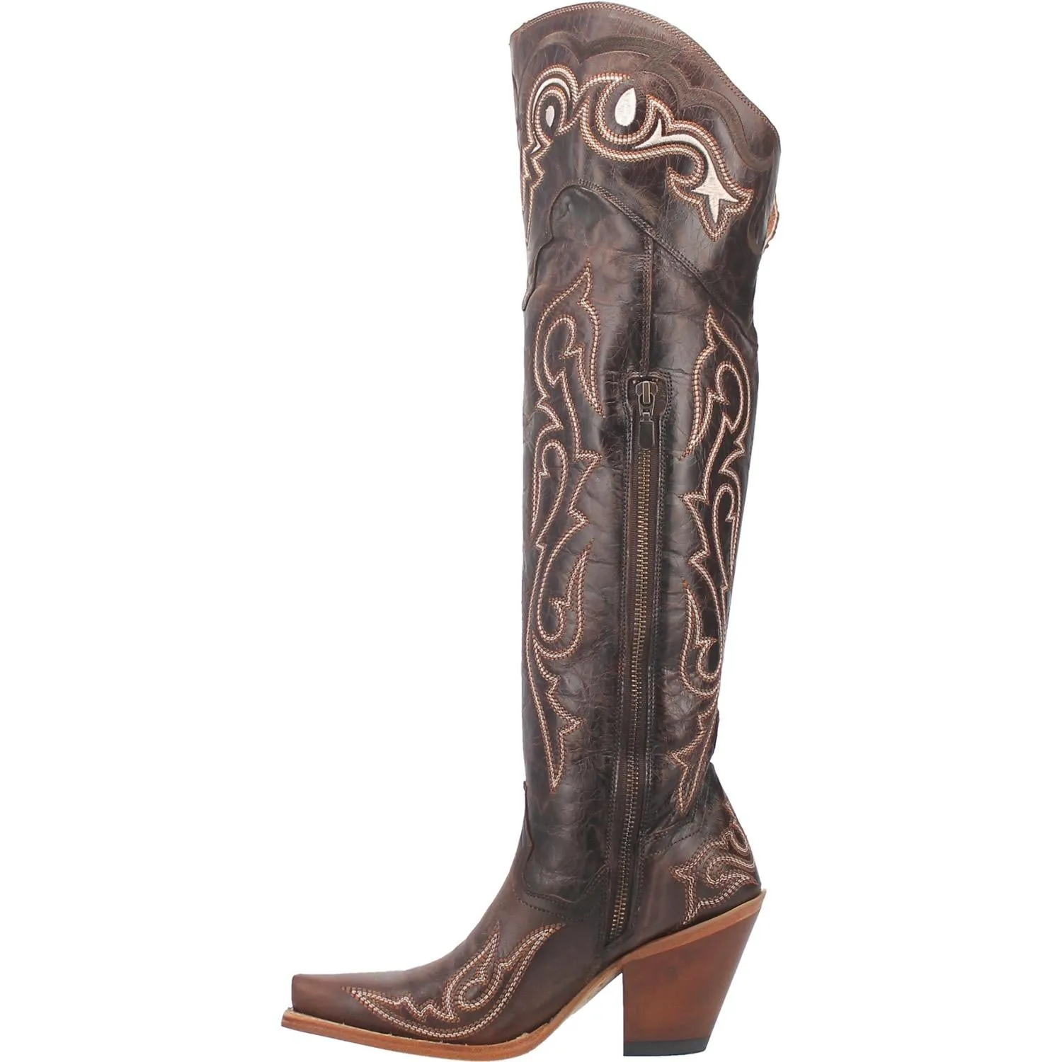 Kommotion Chocolate Brown Embroidered Boots (DS)