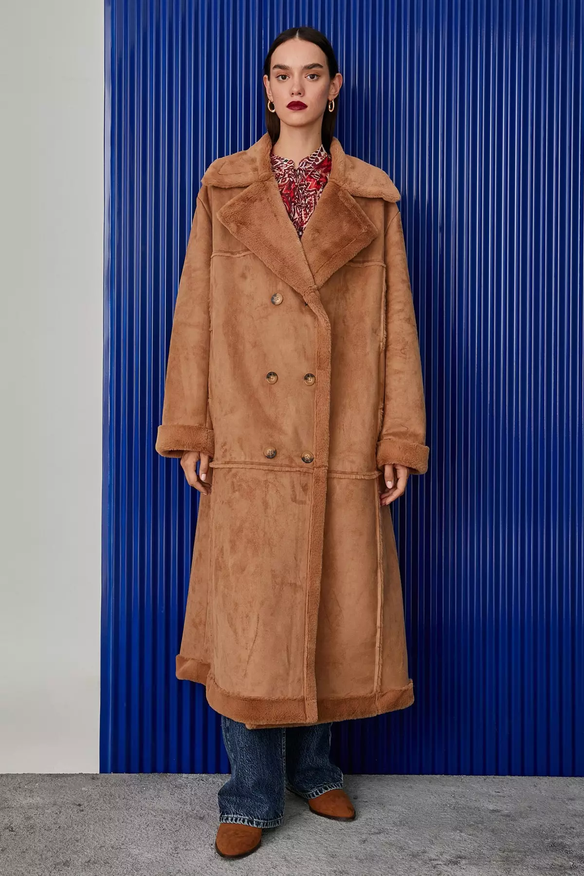 KOTON Suede Look Oversize Coat