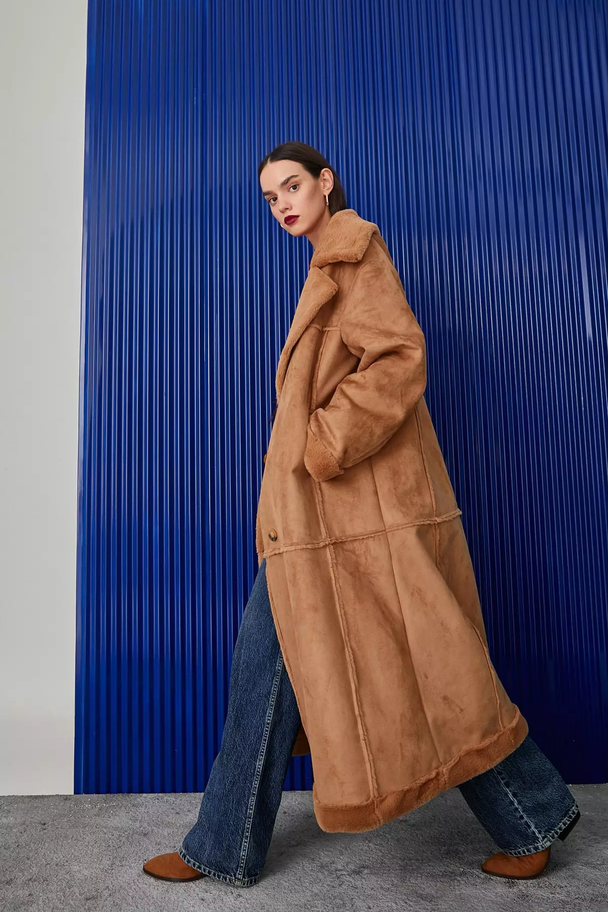 KOTON Suede Look Oversize Coat