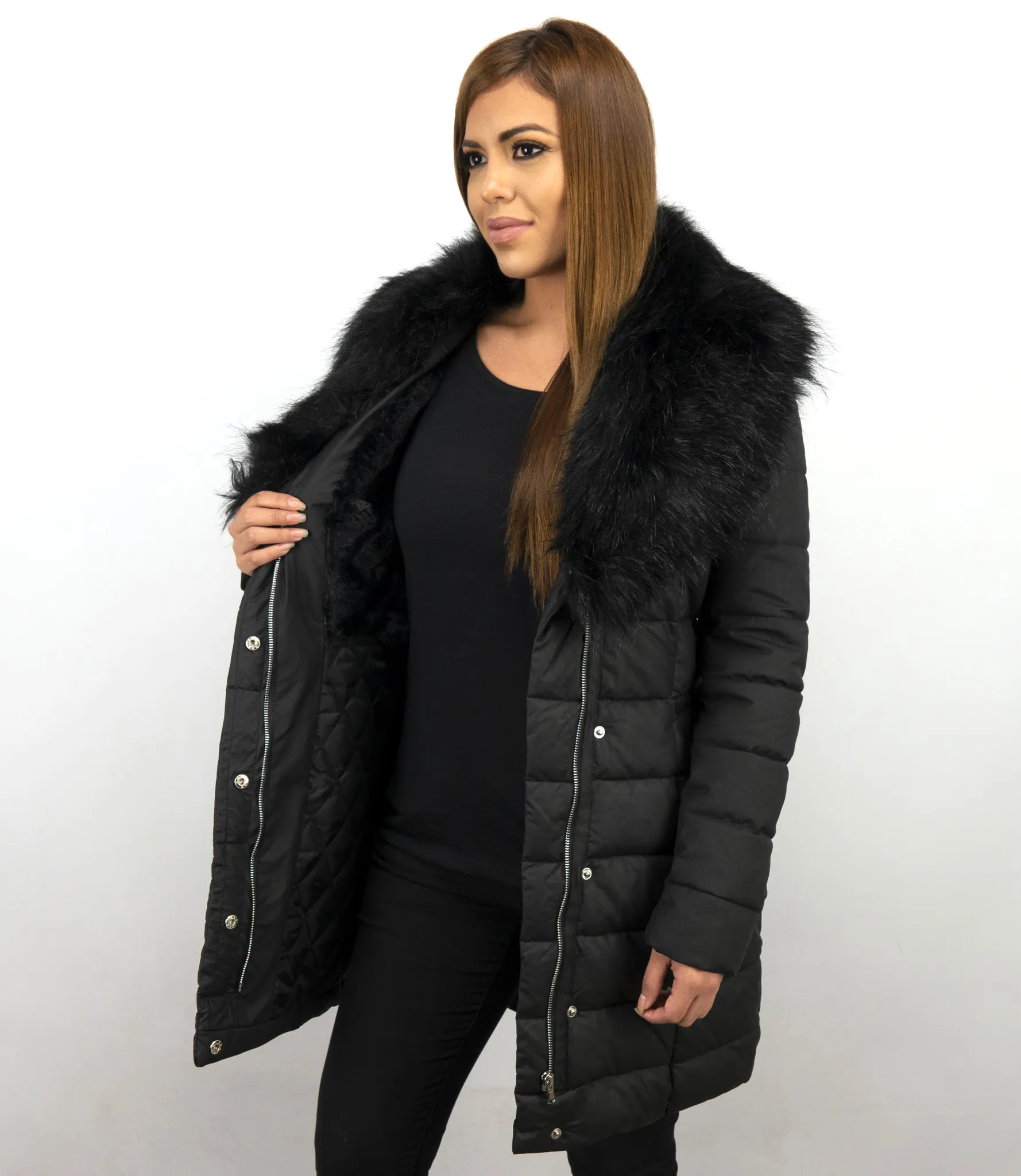  Ladies Padded Winter Coat Black