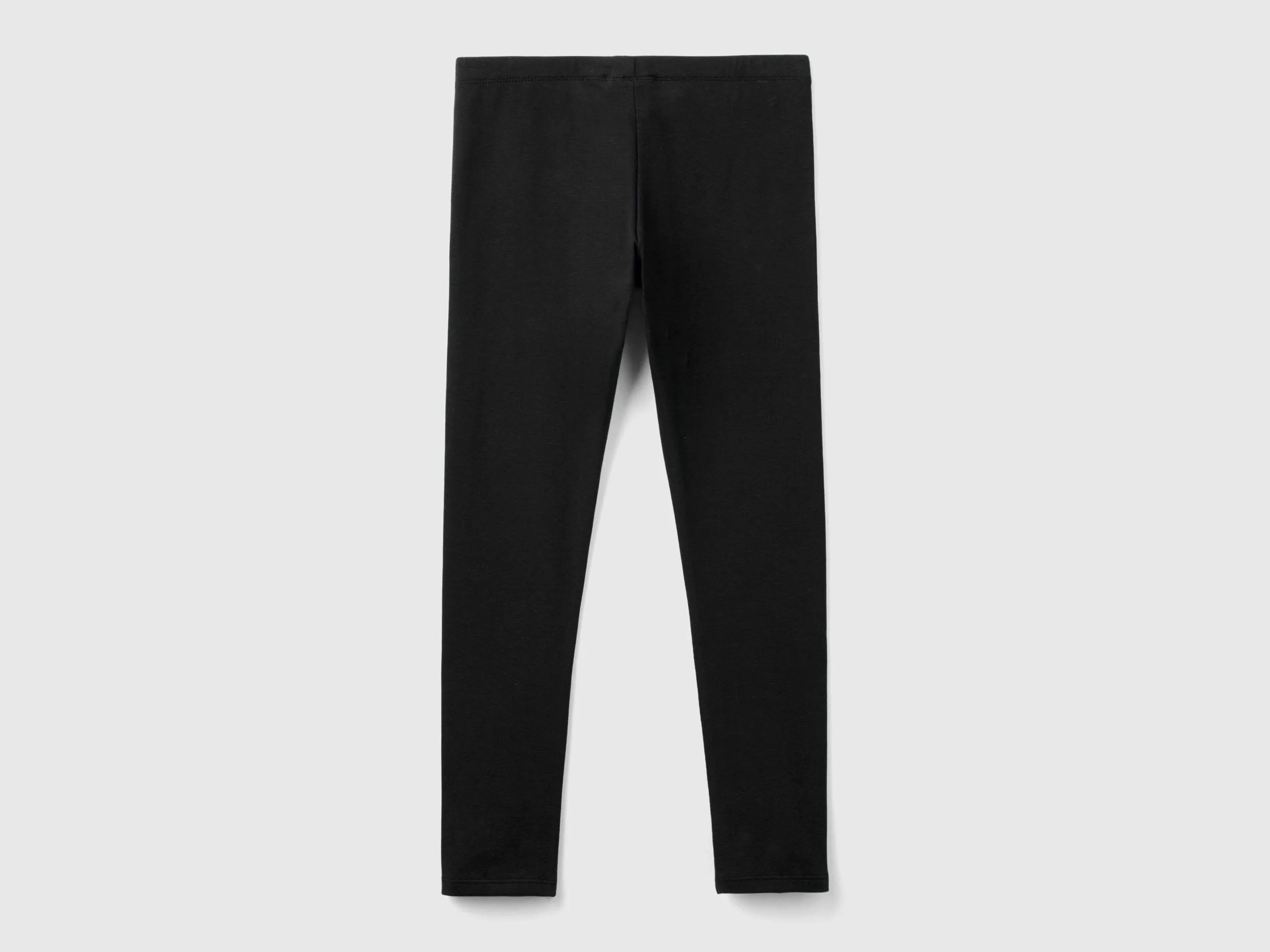 Leggings in stretch cotton with logo - Black | Benetton