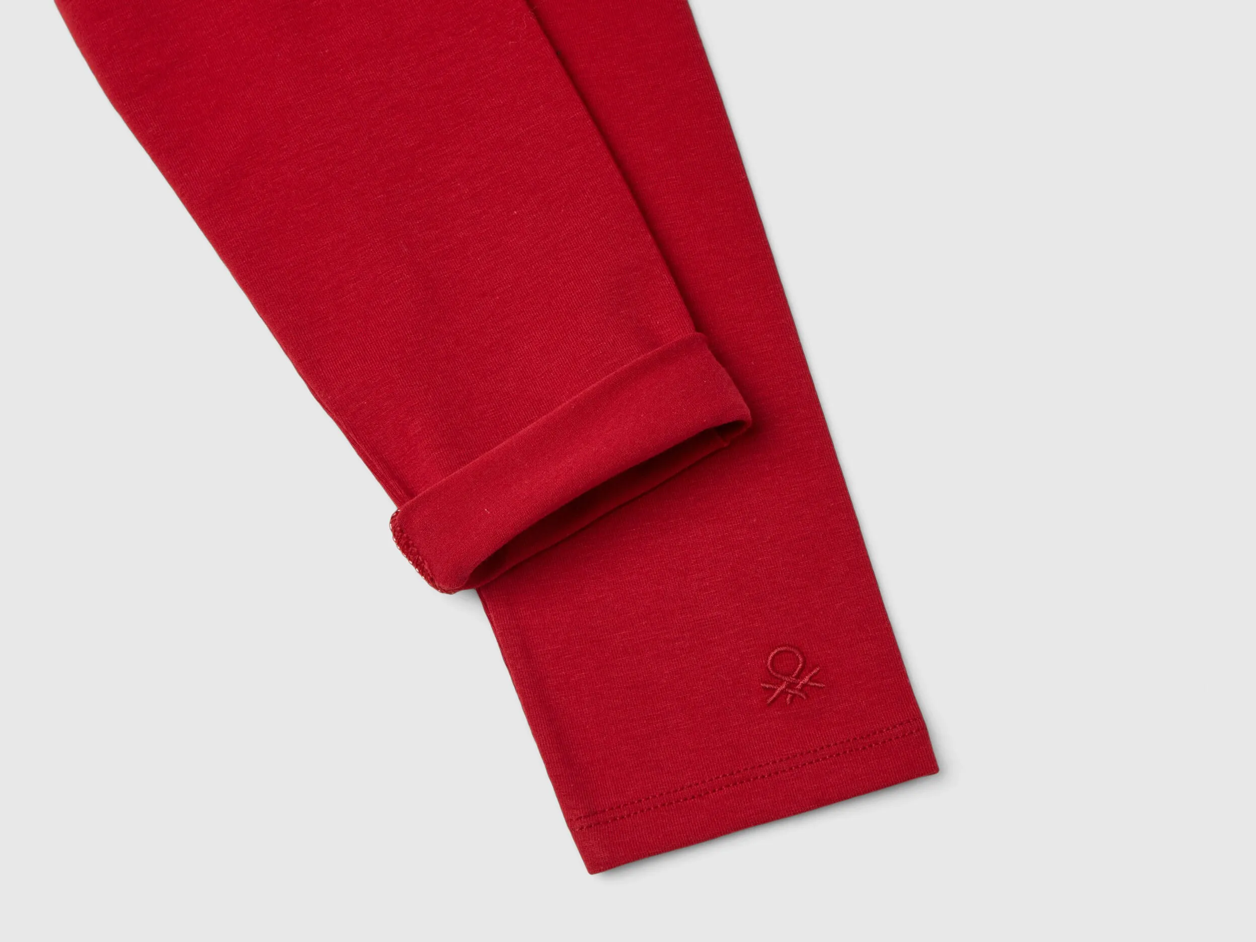 Leggings in stretch cotton with logo - Red | Benetton