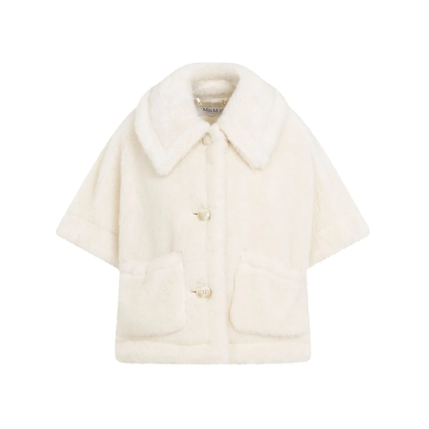 MAX MARA Elegant White Teddy Cape