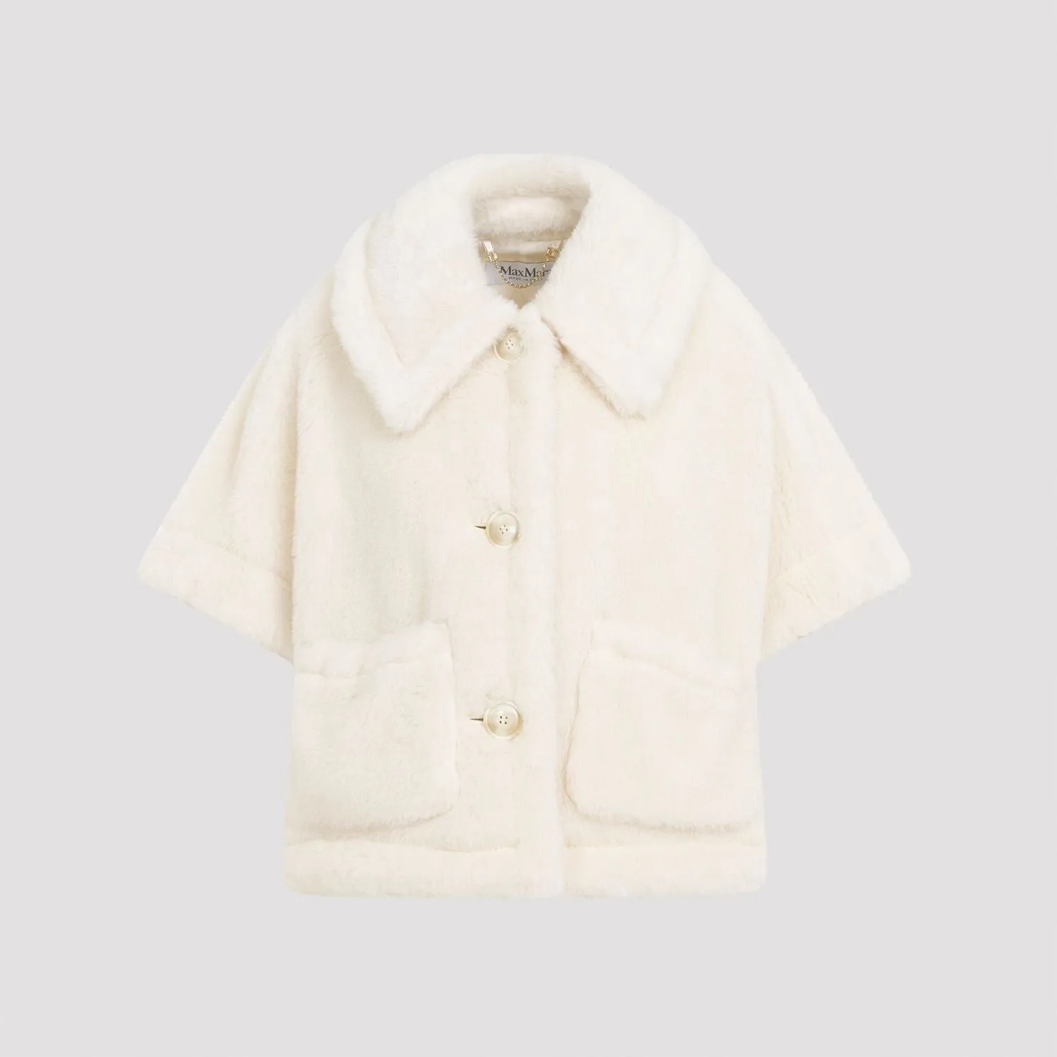 MAX MARA Elegant White Teddy Cape