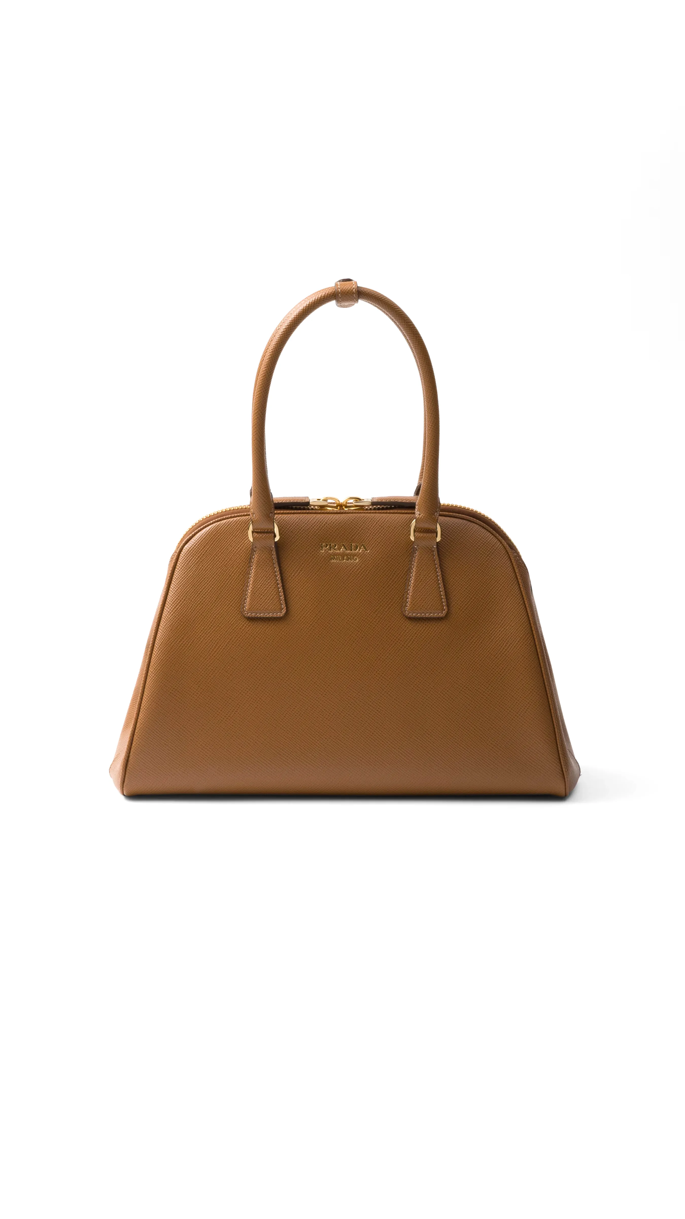 Medium Saffiano Leather Bag - Caramel