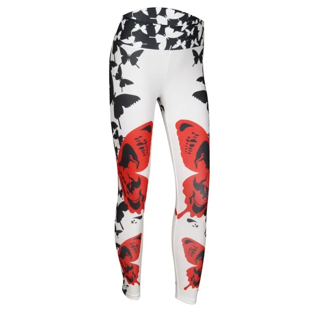 New Women Fitness Leggings High Waist Push Up Seamless Ankle-Length Sexy Workout Leggings Butterfly Print Legging Femme