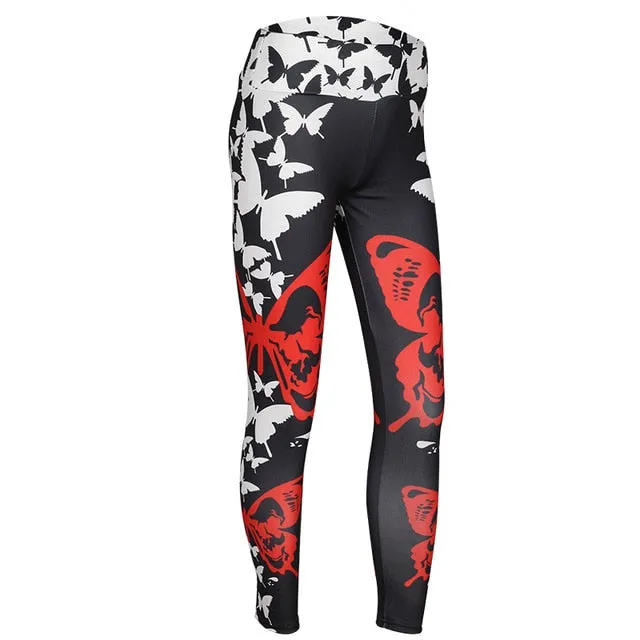 New Women Fitness Leggings High Waist Push Up Seamless Ankle-Length Sexy Workout Leggings Butterfly Print Legging Femme