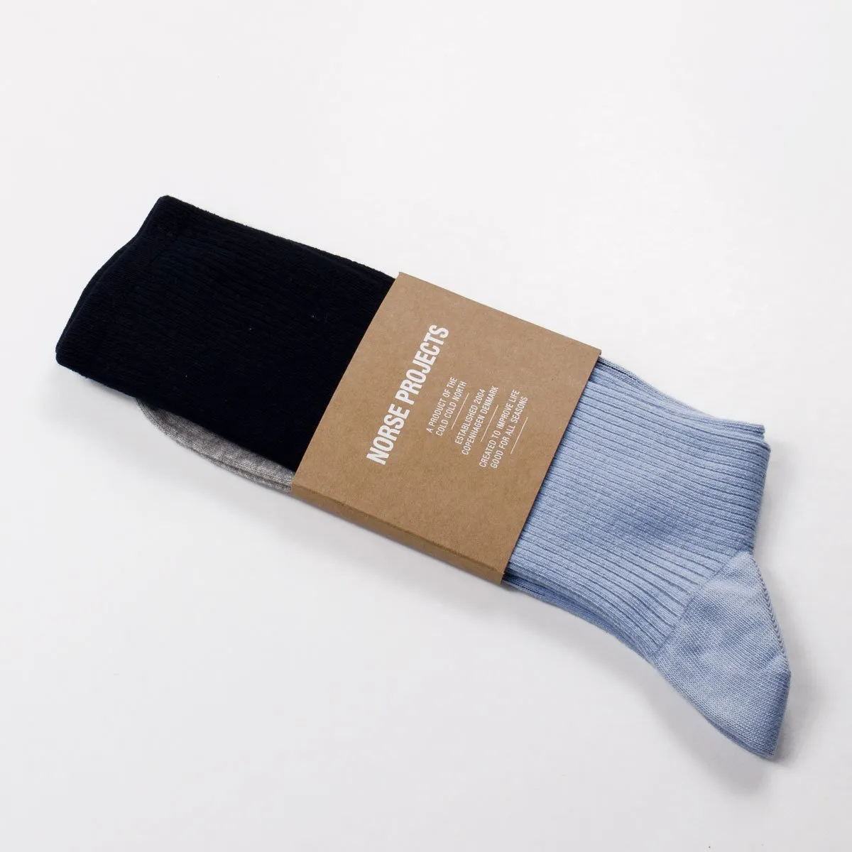 Norse Projects - Bjarki Colour Block Socks - Luminous Blue