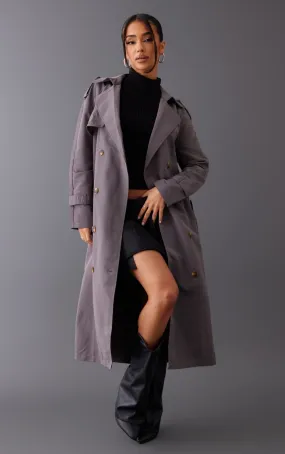 Petite Charcoal Oversized Trench Coat