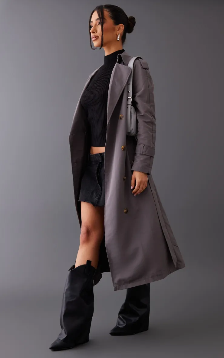 Petite Charcoal Oversized Trench Coat