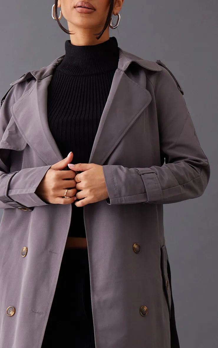 Petite Charcoal Oversized Trench Coat