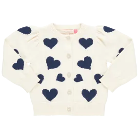 Pink Chicken Constance Sweater in Navy Tossed Hearts