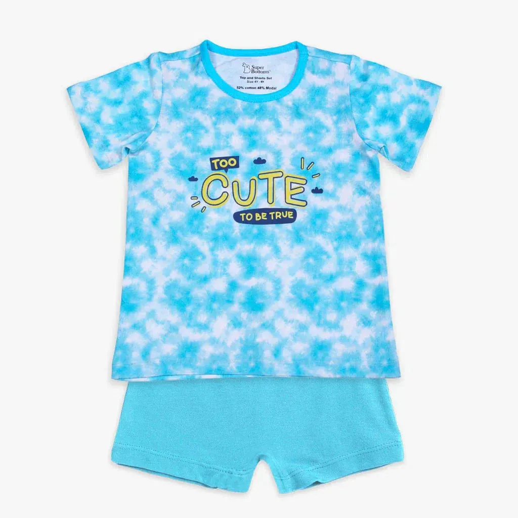 Short Sleeve Top & Shorts Set - Tie-Dye Blue - 6 - 12 months