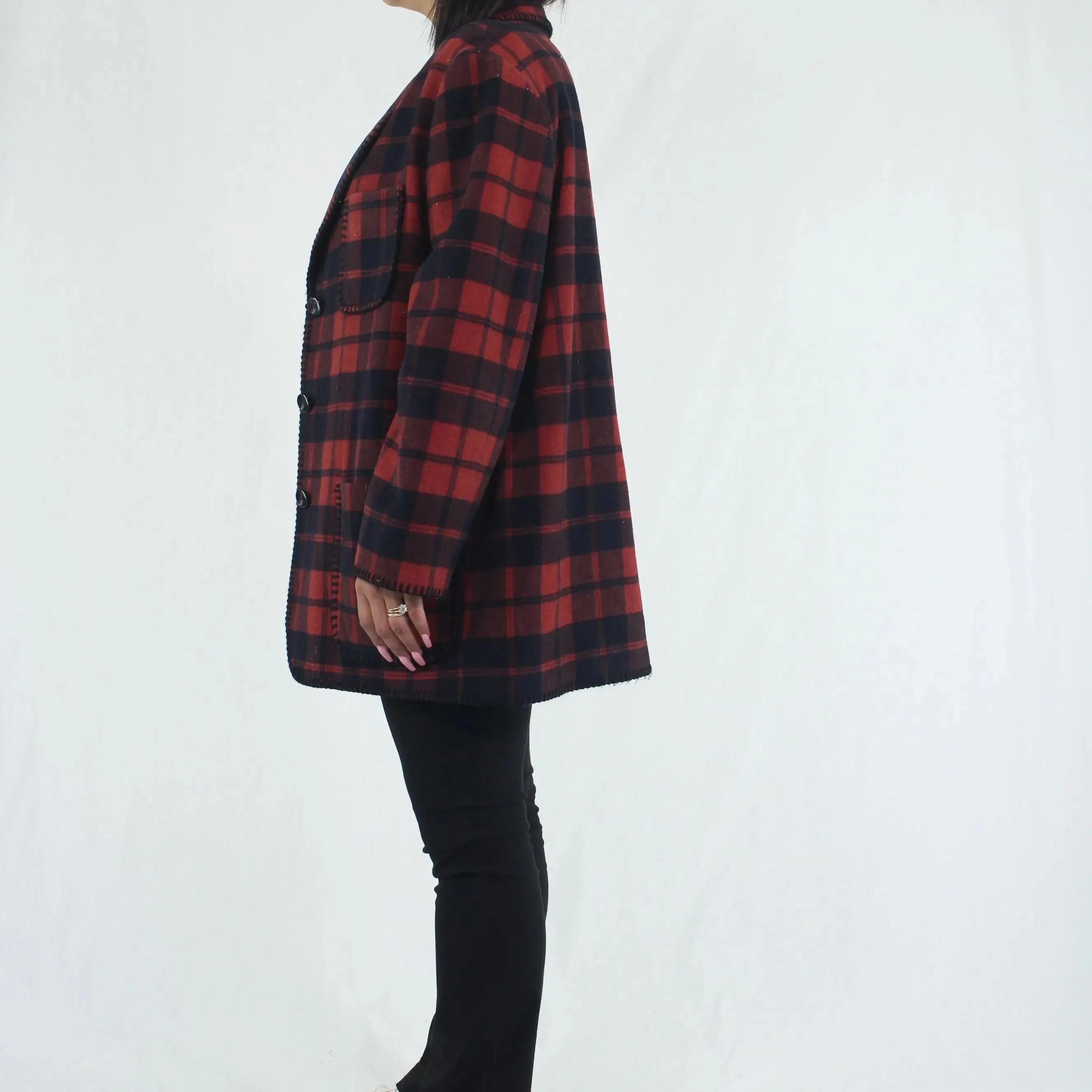 Tartan Wool Blend Coat | ThriftTale