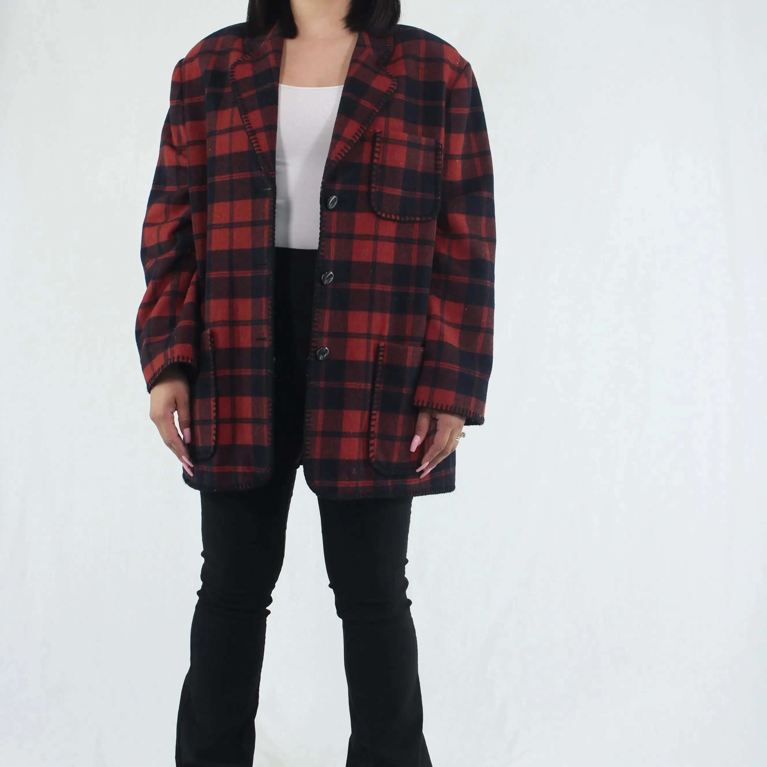 Tartan Wool Blend Coat | ThriftTale