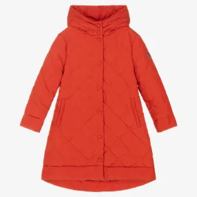 Teen Girls Orange Quilted Coat