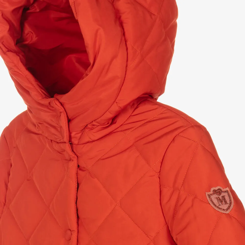 Teen Girls Orange Quilted Coat