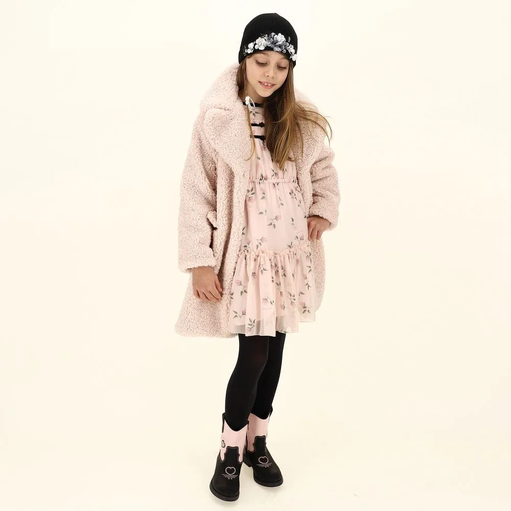 Teen Girls Pink Teddy Coat