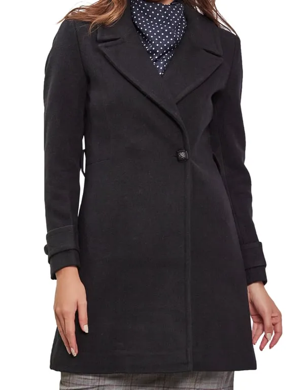 Women Wrap Coat  Black Color