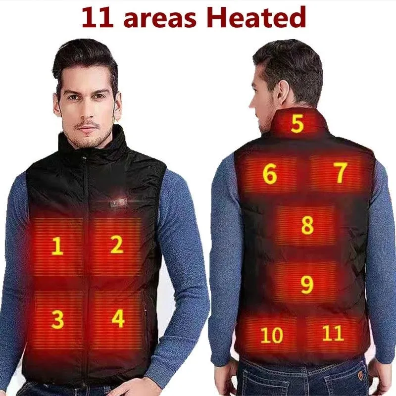 Xituodai 9 Areas Heated Vest Jacket USB Men Winter Electrical Heated Sleevless Jacket Outdoor Fishing Hunting Vest куртка с подо