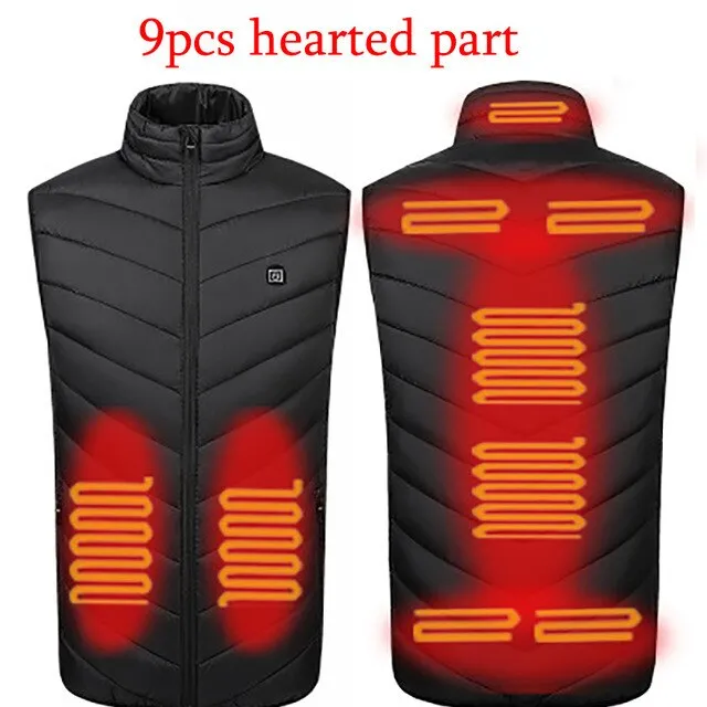 Xituodai 9 Areas Heated Vest Jacket USB Men Winter Electrical Heated Sleevless Jacket Outdoor Fishing Hunting Vest куртка с подо