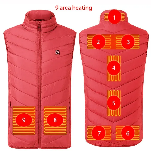 Xituodai 9 Areas Heated Vest Jacket USB Men Winter Electrical Heated Sleevless Jacket Outdoor Fishing Hunting Vest куртка с подо