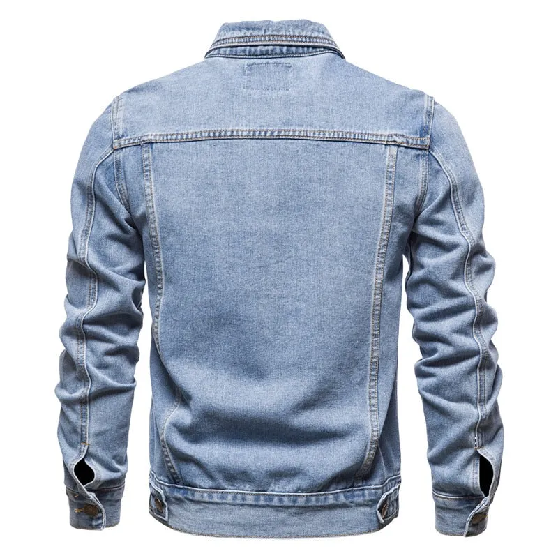 Xituodai Denim Jacket Men Fashion Motorcycle Jeans Jackets Mens Causal Oversized Cotton Casual Black Blue Denim Jacket Man Outer