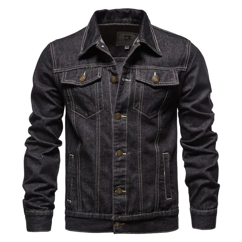 Xituodai Denim Jacket Men Fashion Motorcycle Jeans Jackets Mens Causal Oversized Cotton Casual Black Blue Denim Jacket Man Outer